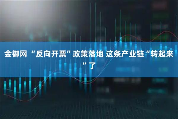 金御网 “反向开票”政策落地 这条产业链“转起来”了