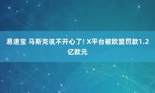 易速宝 马斯克该不开心了! X平台被欧盟罚款1.2亿欧元