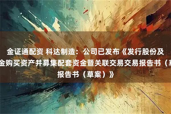 金证通配资 科达制造：公司已发布《发行股份及支付现金购买资产并募集配套资金暨关联交易交易报告书（草案）》